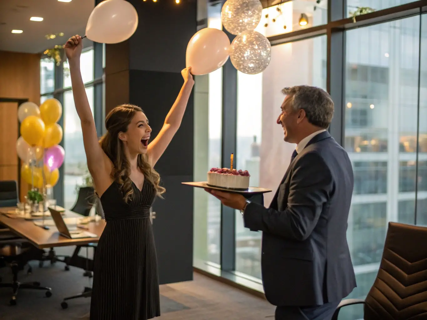 A client celebrating a business milestone with their coach, showcasing Vision's commitment to client success and long-term partnerships.